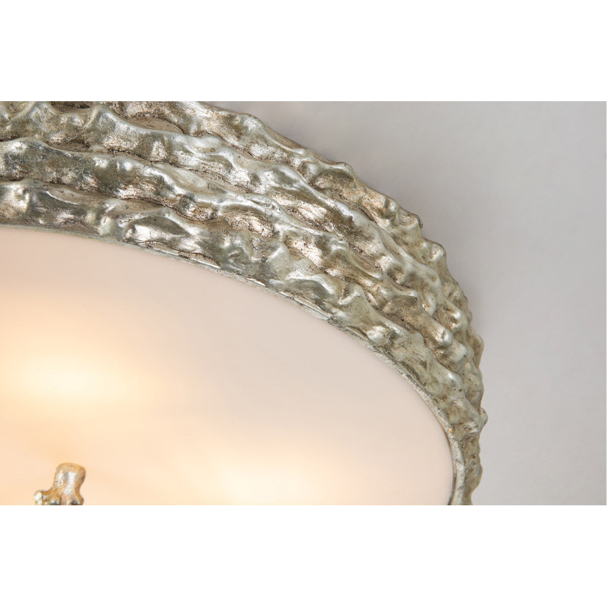 Trellis 4 Light Silver leaf Bath/Flush Mounts Ceiling Light in Silver Leaf with Antique